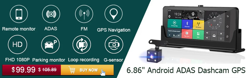 Anfilite Автомобильный видеорегистратор 4G ADAS gps навигация Full HD 1080P 7,8" Android 5,1 видеорегистратор Двойной объектив сенсорный экран Камера