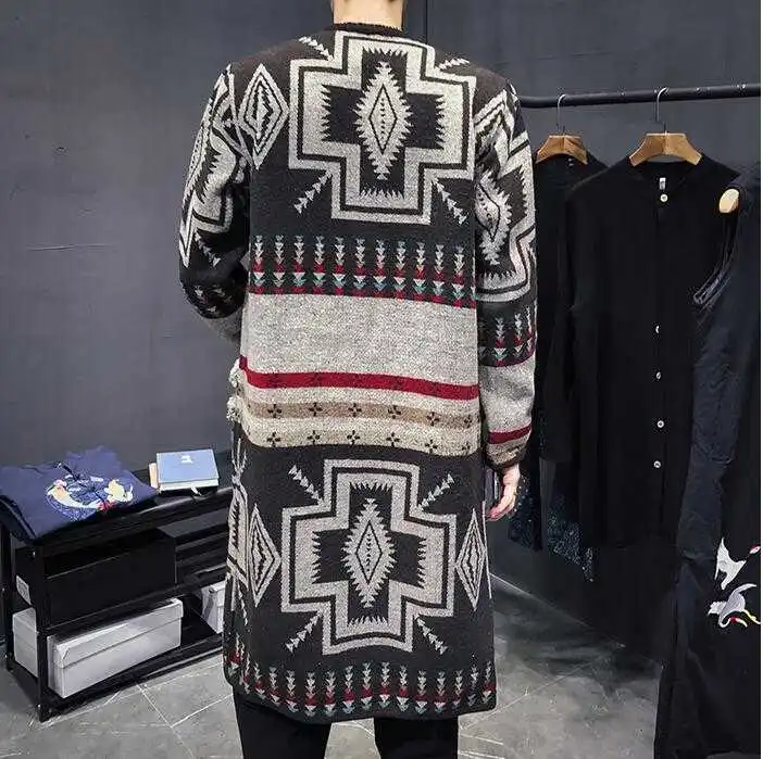 

New Men's windbreaker casual jacket men spring and autumn long Outerwear handsome trend coat thin cloak male tide loose coat