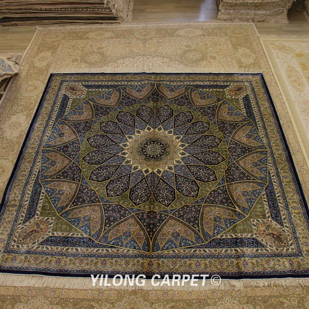 Yilong 8 'x 8' квадратный турецкий Шелковый ковер ручной работы Восточный (ZQG353A