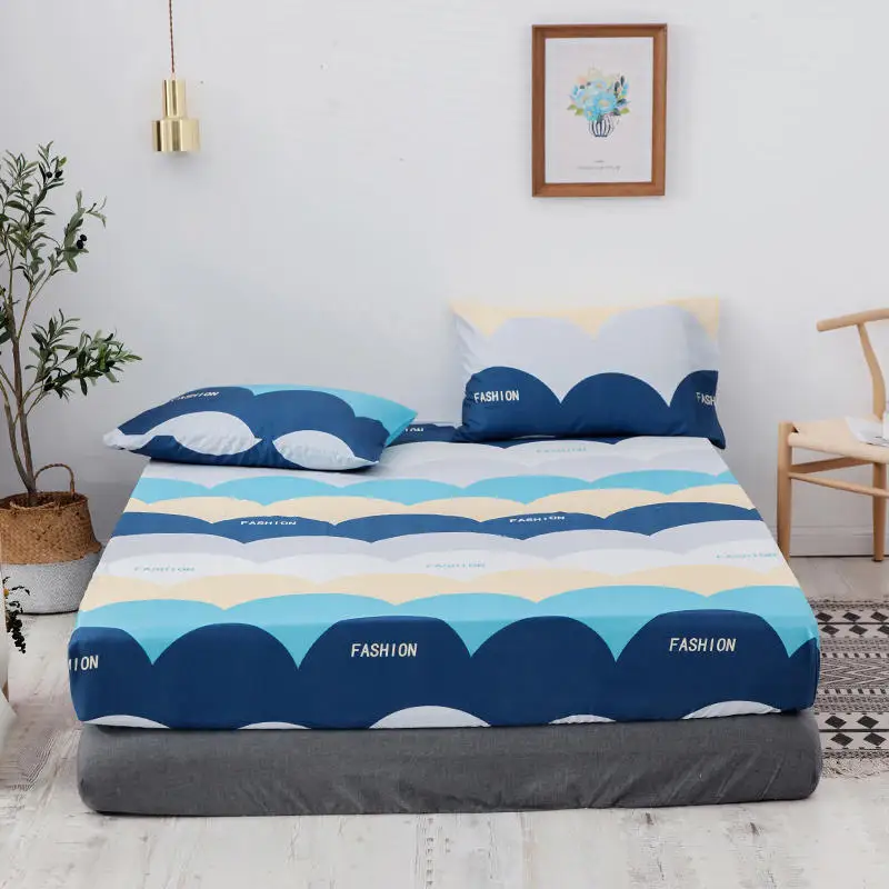 (Новый товар) 1 шт. натяжная простыня из 100% хлопка с принтом наматрасник четырьмя