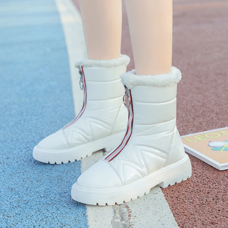 WWKK женские сапоги зимние 2019 года женская обувь из искусственной кожи теплые для