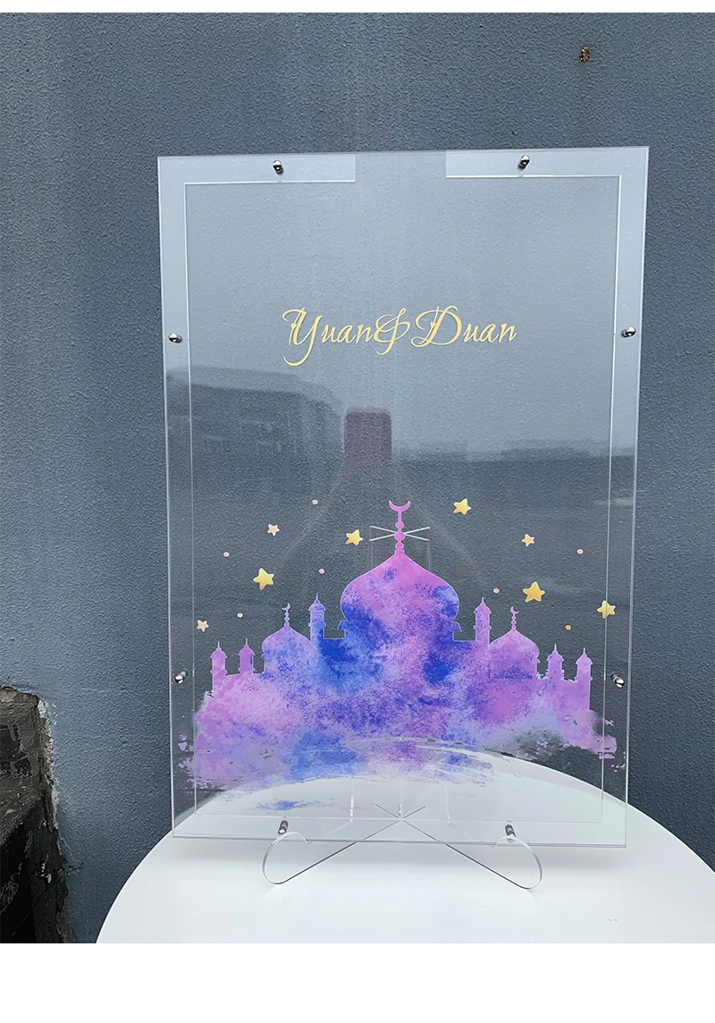 Customize Guestbook Transparent Frame Personalised Wedding Guest Book Alternative Five-Pointed Star Drop Box Top Signature