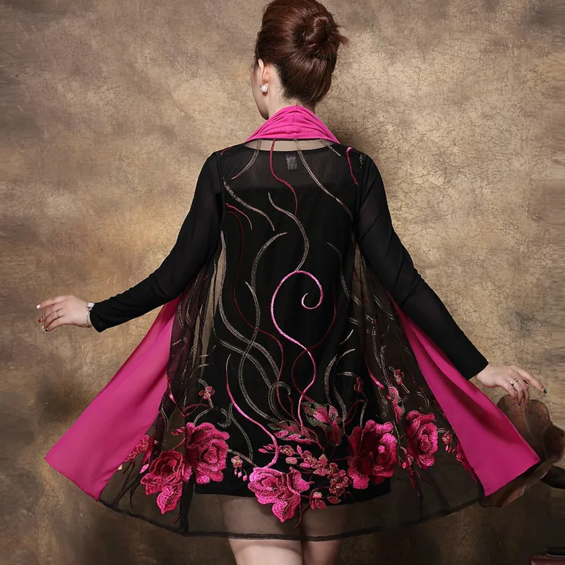 Женское Повседневное платье среднего возраста с вышивкой и цветами летнее