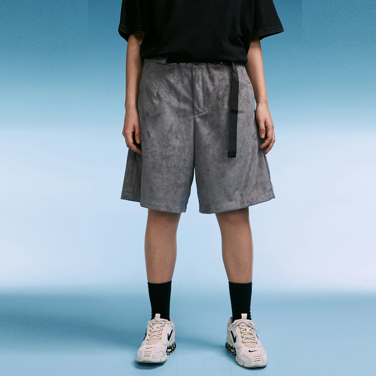 

Hip Hop Suede Harajuku Cargo Shorts Men Streetwear 2021 Summer Joggers Short Casual Ribbon Loose Baggy Pants