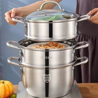extra thick 304 stainless steel soup pot double bottom non stick stainless steel pot induction cooker small soup pot household