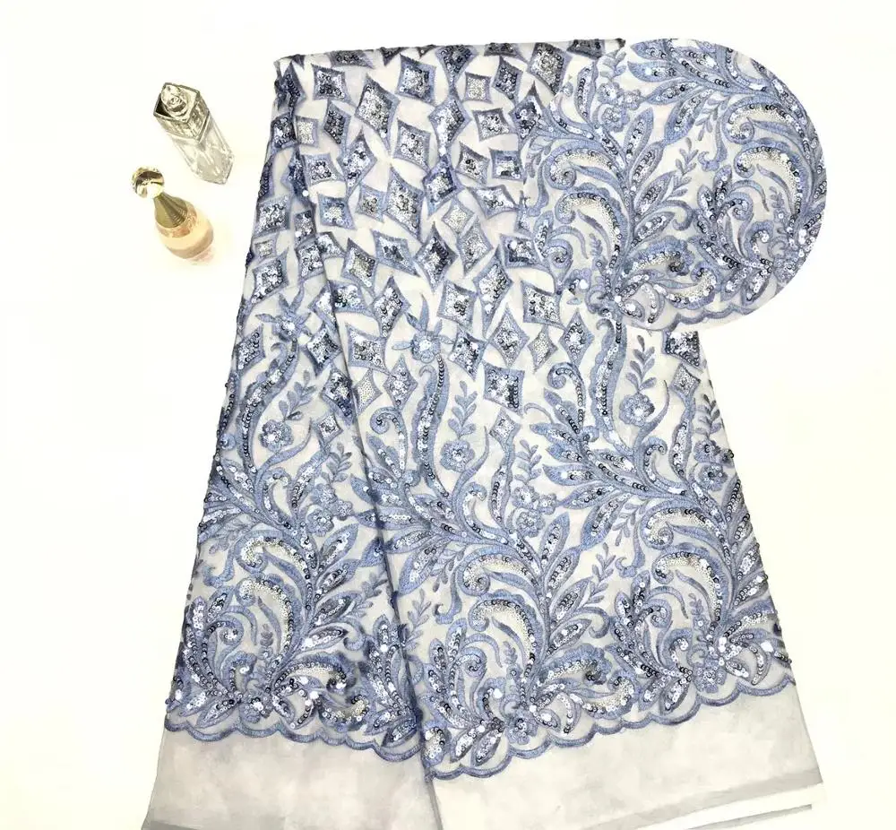 

African Tulle Lace Fabric 2019 High Quality Black African Lace Fabric With Sequins For African Wedding Dress