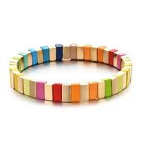 zmzy women rainbow bracelets fashion handmade enamel bracelet tile beaded jewelry pulsera stackable geometric bangle factory