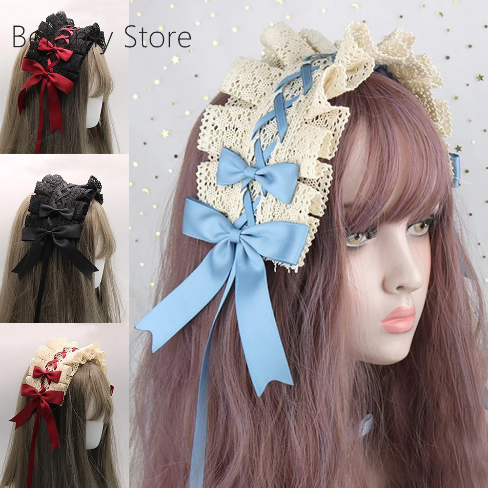 

Japanese soft girl Lolita hairband lace hairpin sweet daily versatile bow KC headdress