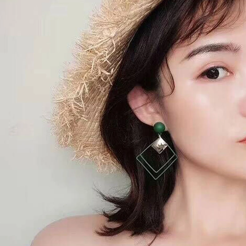 Simple long geometric Earrings Korean temperament pendant earrings Japanese and net Hongchao people earring | Украшения и