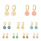 Женские круглые серьги-подвески, из серебра 2021 пробы, с эмалью, в форме цветка, 925