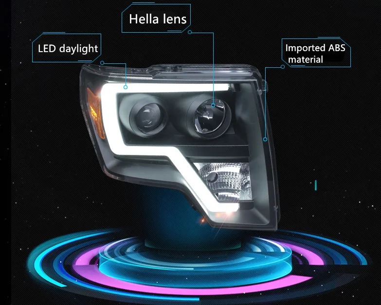 Автомобильный светодиодный налобный фонарь для Ford F150 2008 2014 фар угол глаза HID