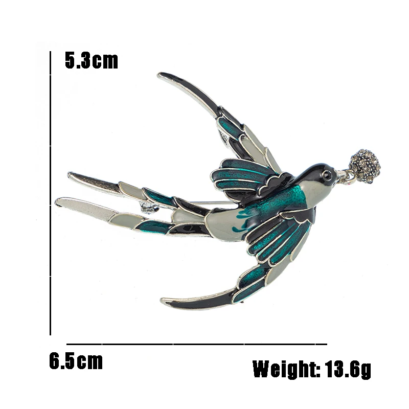 Drop oil enamel pendant swallow bird brooch men and women of the same style all-match personality creative suit coat accessory | Украшения
