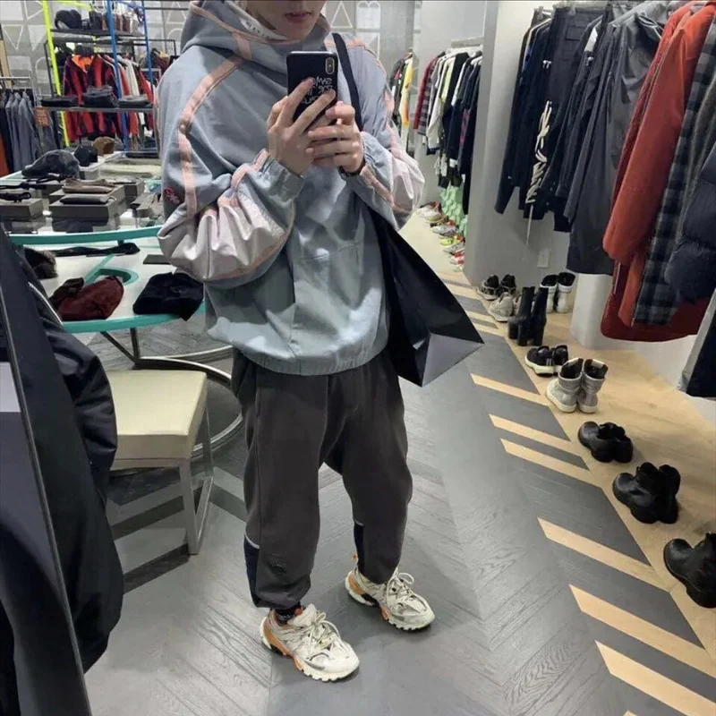 

20FW CAVEMPT Patchwork Color Hoodie Oversized High Street C.E Hooded Sweatshirt Men Women Couples Elastic Waistline Hoody