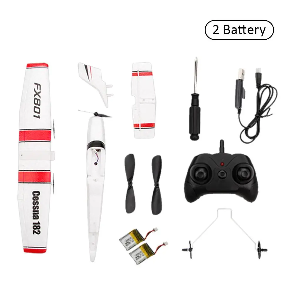 2pcs battery RC самолет электрическая модель самолёта пульт дистанционного управления планер DIY Собранный Дрон размах крыльев RC игрушка самолет FX801 - Цвет: 2pcs battery