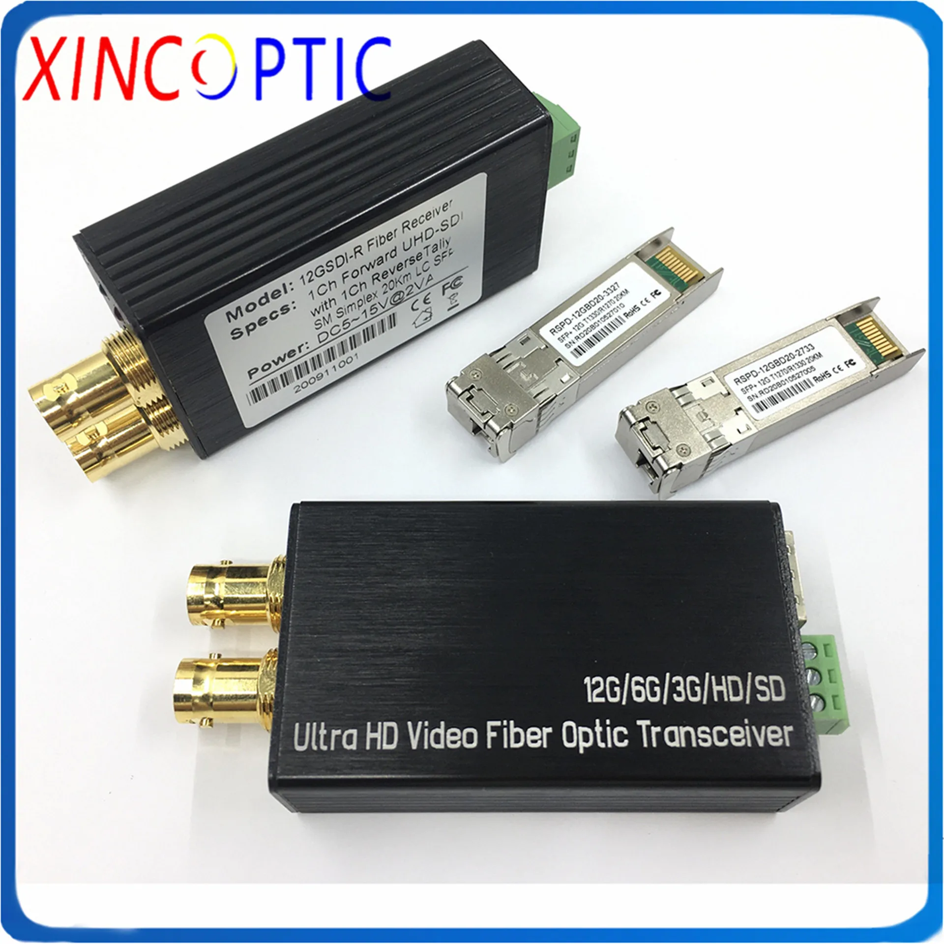 Мини-волоконно-оптический преобразователь 12G-SDI поддержка 4K * 2K @ 60hz Simplex LC 20KM |