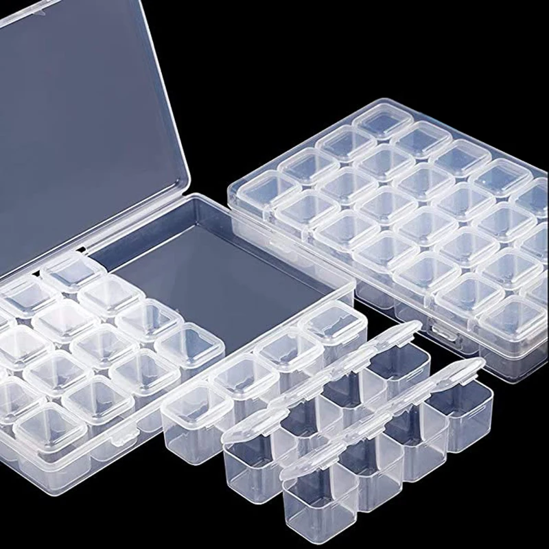 28 ячеек пластиковая коробка для хранения ногтей Алмазная вышивка аксессуары