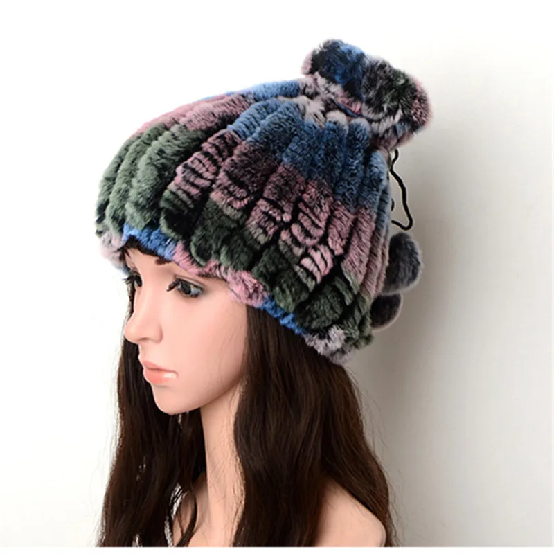 Женская зимняя меховая шапка теплая из натурального меха кролика Рекс различные