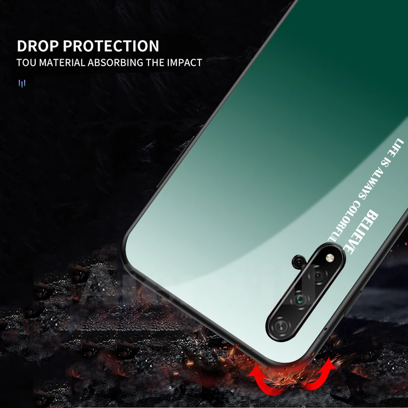 Чехол для huawei honor 20S противоударный градиентный чехол из закаленного стекла 20 pro 10i