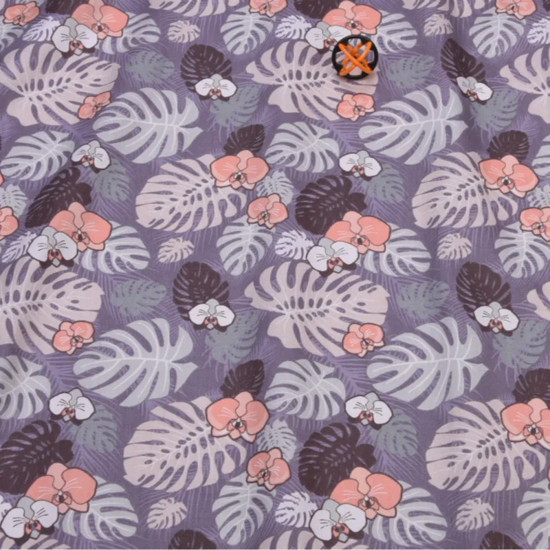 Серый хлопчатобумажный материал с большим принтом листьев ткань для рукоделия