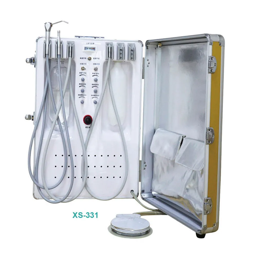 Full Set Mobile Portable Dental Turbine Unit With Oil Free Air Compressor Dental Mobile Suction Cart Convenient For Dentist