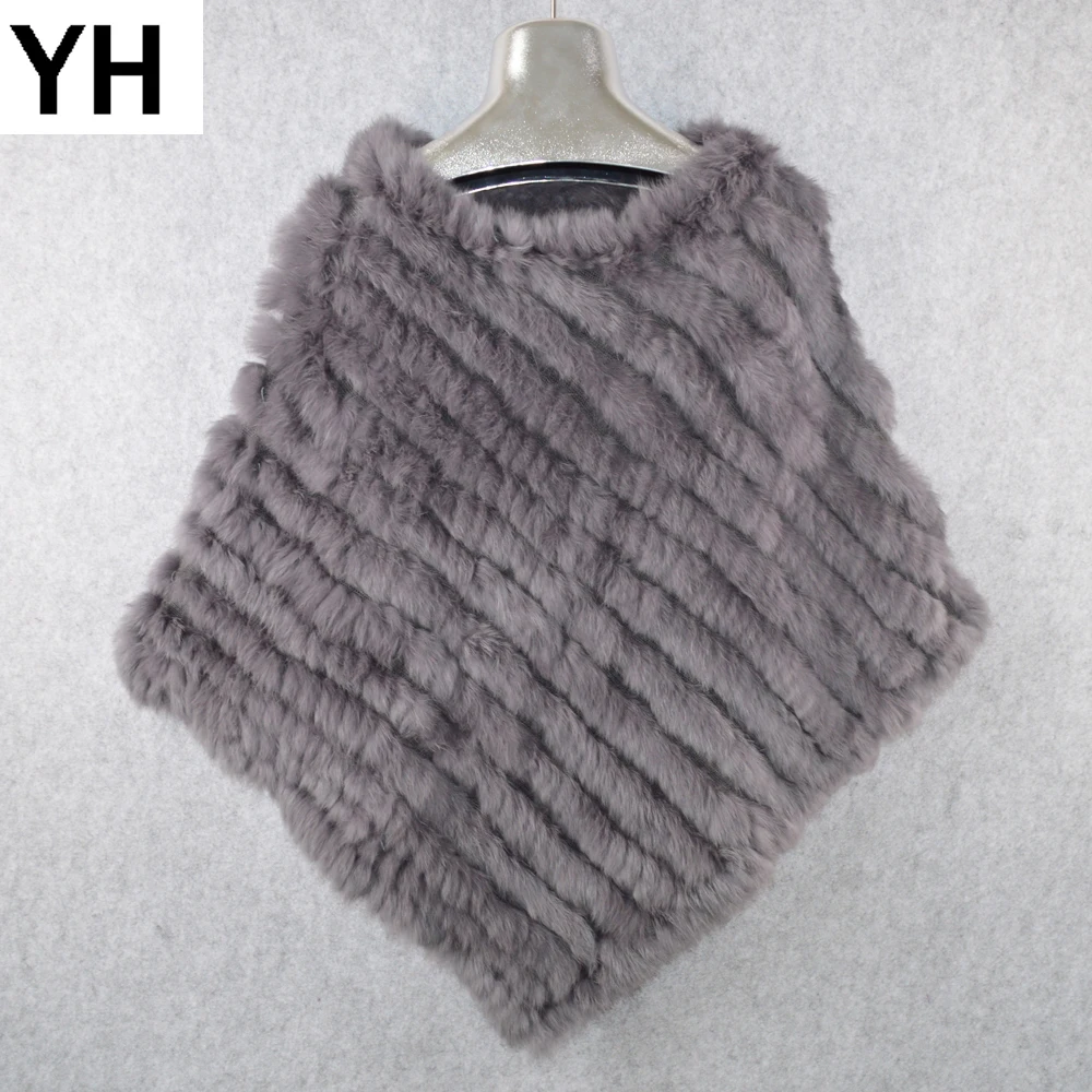 Женский вязаный пончо из натурального кроличьего меха зимняя шаль 2020| |