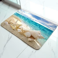 beach shell starfish printed non slip bathroom door pad doormat carpet floor rug