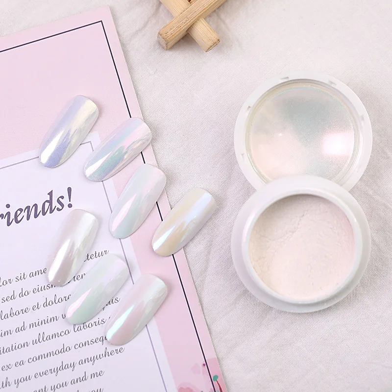 Зеркальный блеск для ногтей лазерная голографическая белая пудра украшения