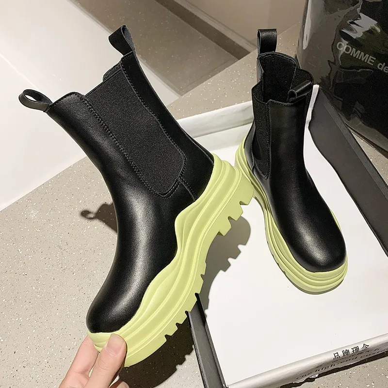 2021 thick-soled women's shoes winter luxury brand designer Chelsea high heels women's thick-soled boots ladies fashion