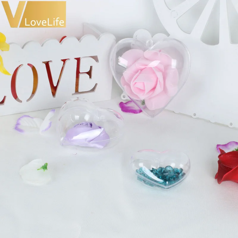 20 шт./лот Прозрачный Рождественский шар в форме сердца пластиковое акриловое