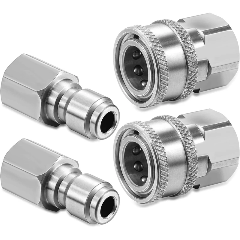 

2 Sets NPT 3/8 Inch Stainless Steel Male and Female Quick Connector Kit Pressure Washer Adapters