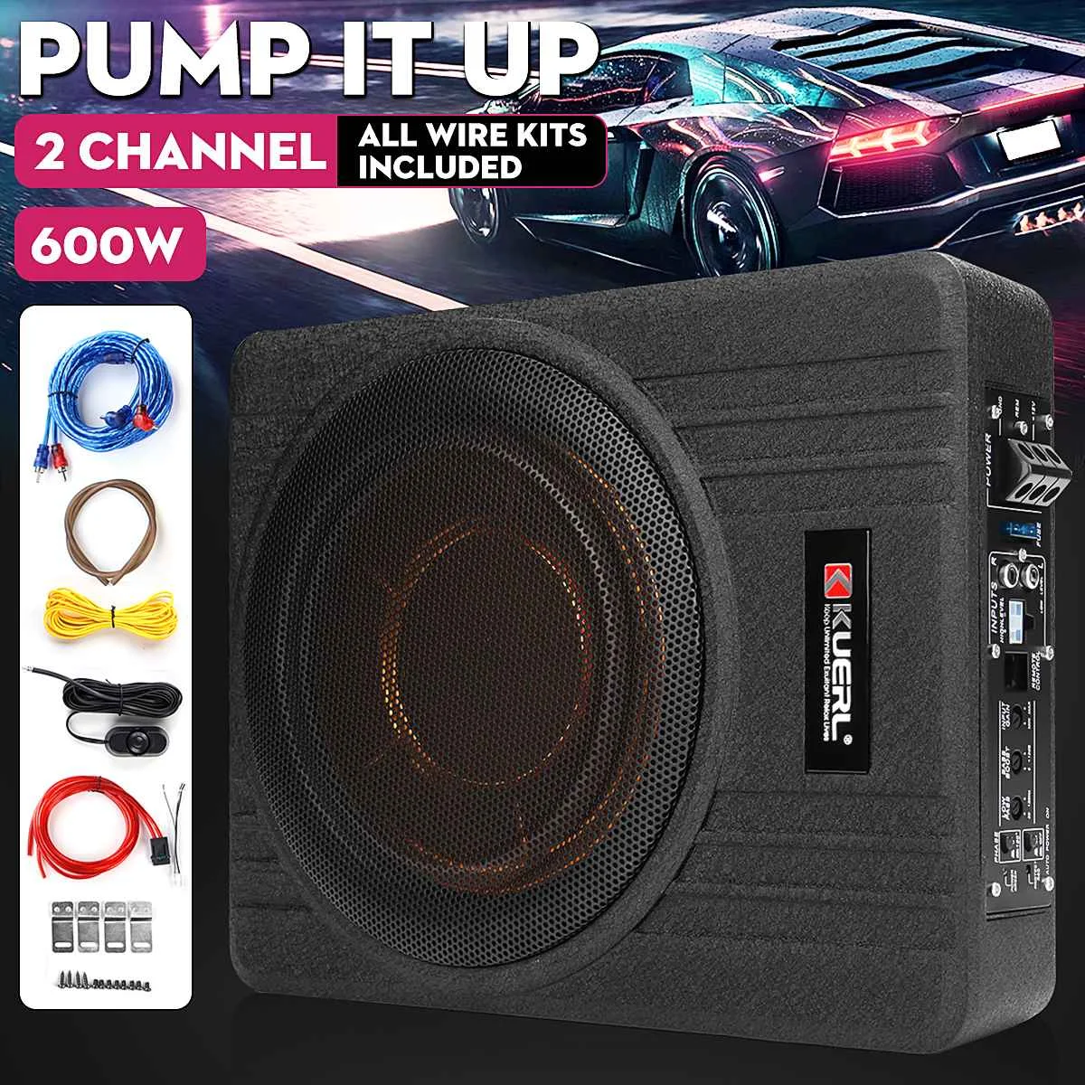

Car Active Subwoofer Audio Speaker Amplifier 10" Ultra thin Subwoofer Bass Amplifier Auto Surround Sound Car Audio System