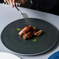 fancity nordic ceramic steak plate flat dish plate round western restaurant plate tray set plate pasta plate creative western pl