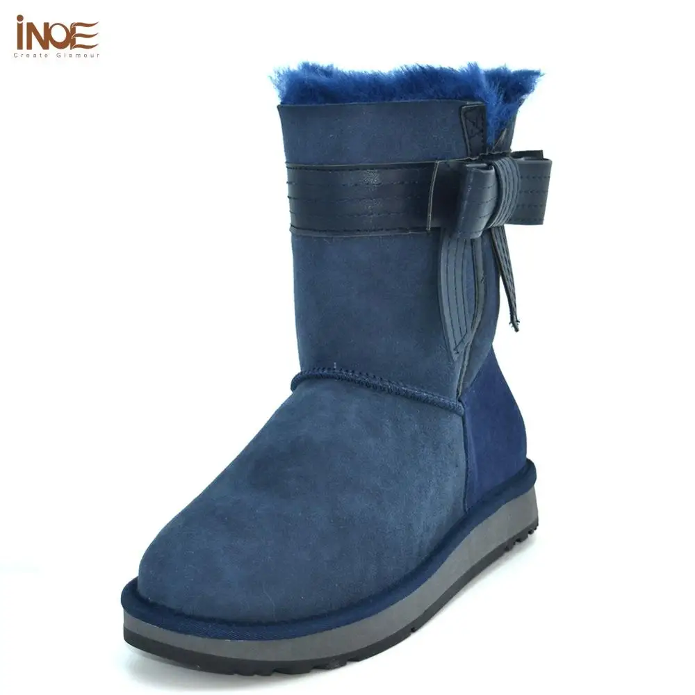 INOE сапоги женские натуральная овечья кожа натуральный мех замшевые зимние