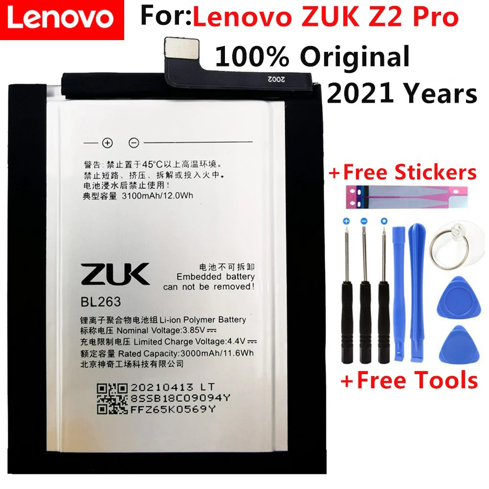 

100% Original new For Lenovo 3100Mah BL263 Original Battery Replacement for Lenovo ZUK Z2 PRO Z2pro Smart Mobile Phone Battery