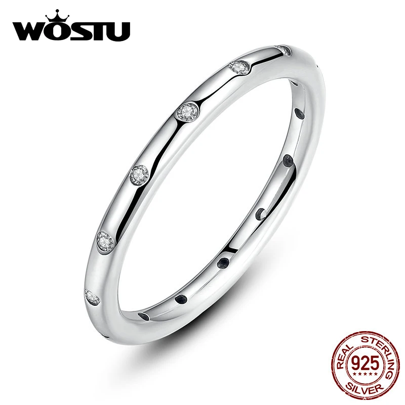 WOSTU/хит продаж Настоящее серебро 925 пробы и золотые капельки штабелируемое кольцо