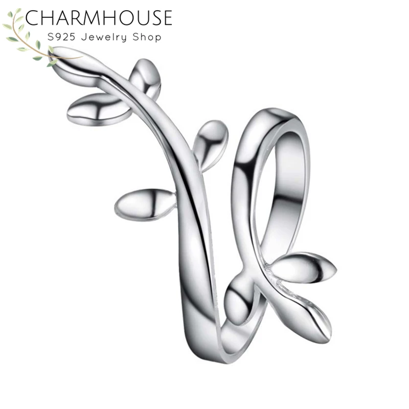 Кольца из стерлингового серебра для женщин длинное кольцо с листьями Женское