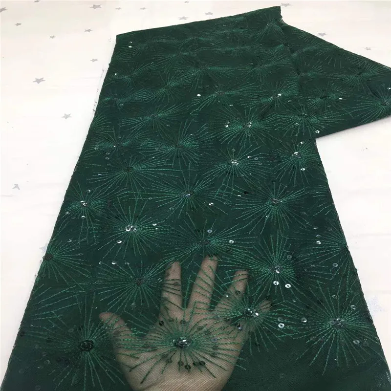 

2021 white Hot Sale Sequins French Tulle Lace Fabric Colorful African Lace Fabric Sequence Lace Material for Party Wedding