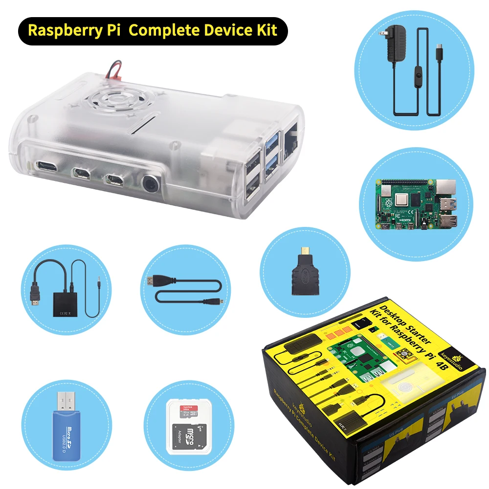 

Original Raspberry Pi 4B Kit + ABS Case + 32GB SD Card+ US Plug Power Adapter + Fan+ Heat Sink for Raspberry Pi 4