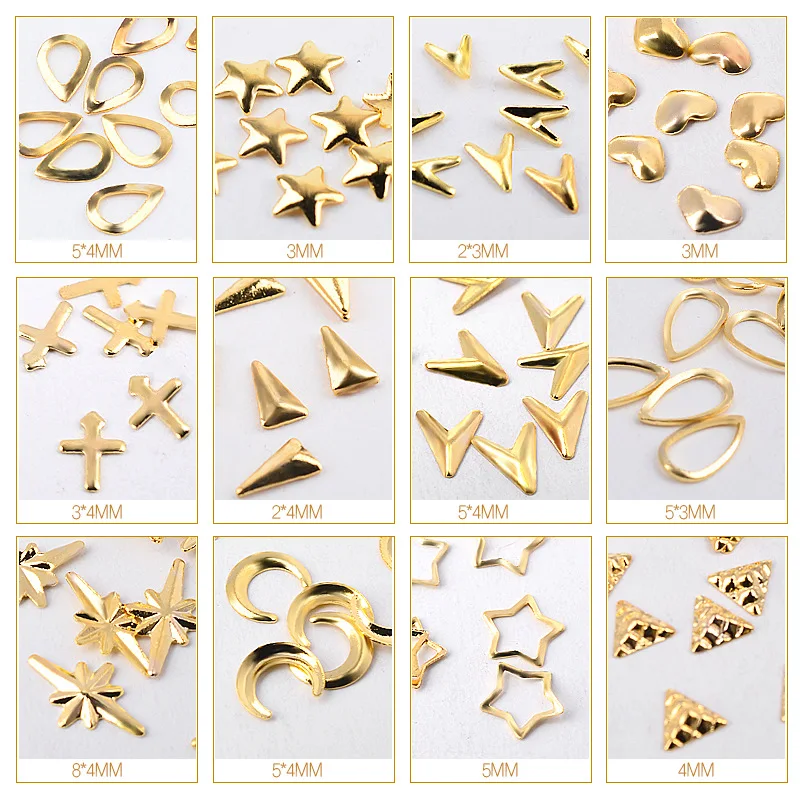 Metal Sun Moon Star and Crucifix Ornament Nail Studs 3D Nail Art Decoration Circle Manicure Nail Art for DIY#S-J113