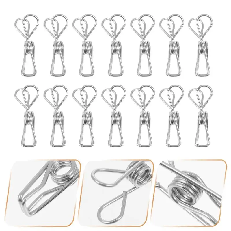 

60Pcs Stainless Steel Clips Practical Clothes Pegs Household Clothes Clips Laundry Storage Hangers