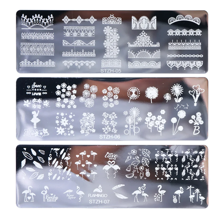 2pcs Stainless Steel Nail Stamping Plates Set Flower Animal Image Stamp Stencil Art DIY Accessories Tool JISTZH01-12-1 | Красота и