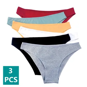 3PCS/Set Cotton Panties for Women Panty Female Underpants Solid Women's Underwear Low Rise Sexy Brie in Pakistan