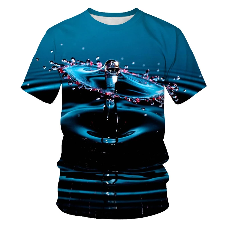 

2021 summer fashion new water drop dance 3D printing pattern men's handsome casual short-sleeved T-shirt top