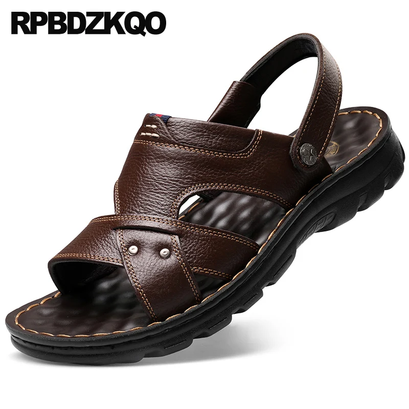 ремень дизайнер тапочки родной плюс размер коричневый 2019 большой пляж высокое