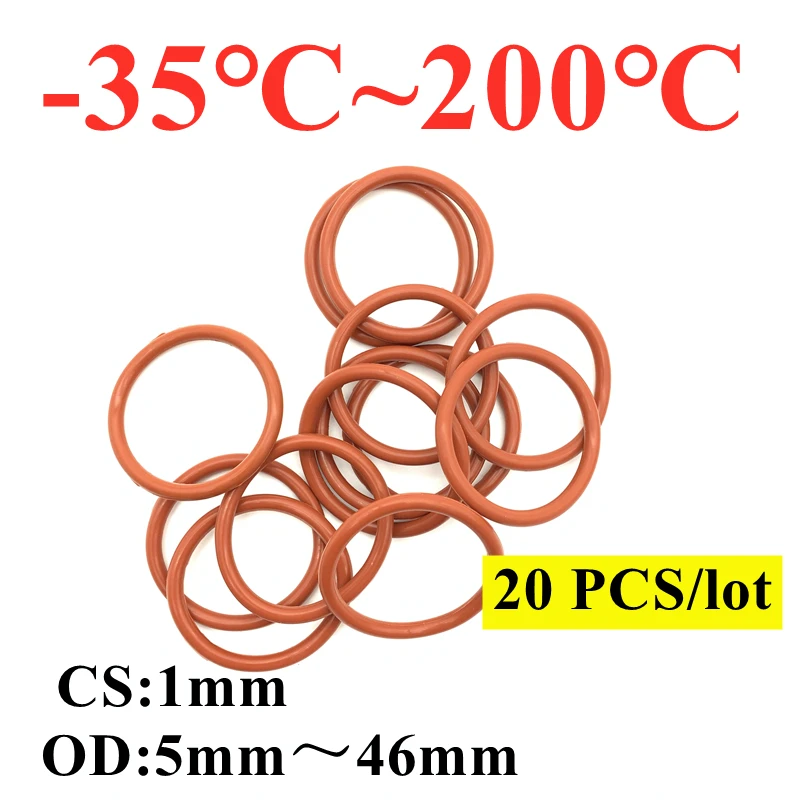 Уплотнительное кольцо VMQ 20 шт . уплотнительная прокладка толщина CS 1 мм внешний