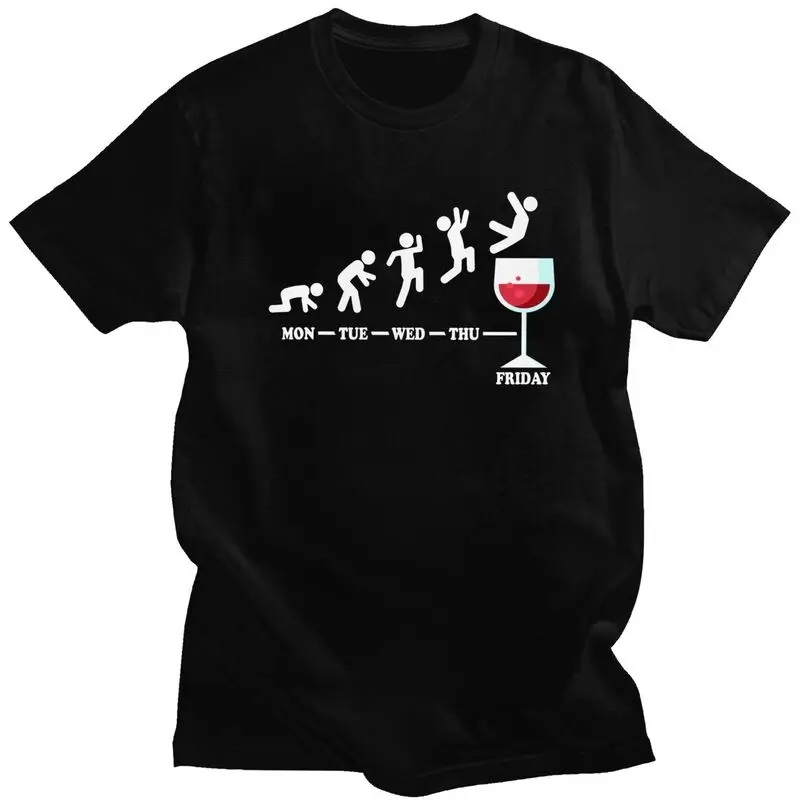 

Wine Friday Weekend Tshirt Men Short Sleeves Graphic T Shirt Novelty T-shirts Loose Fit 100% Cotton Tee Tops Merchandise