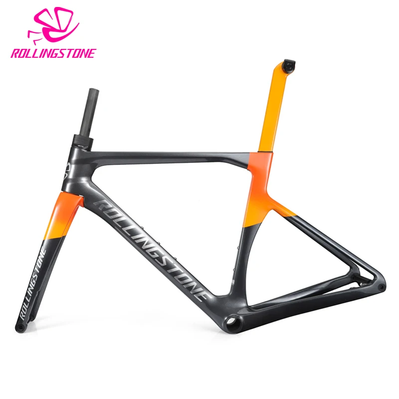 

Rolling Stone Hider Carbon Disc Brake Road Frame set full internal routing with aero integrated bar 46 49 52 55cm weight 1.7kg