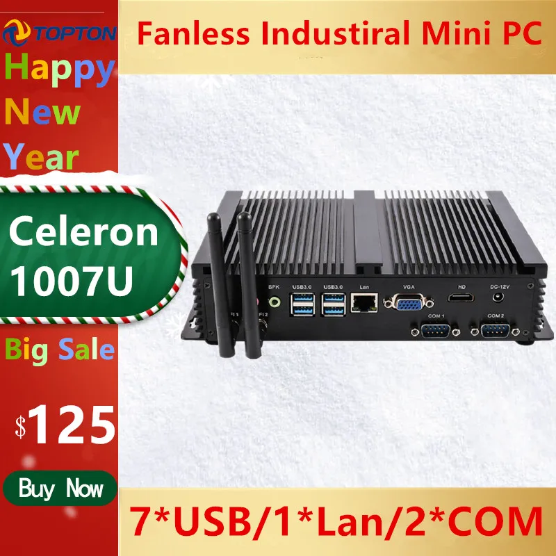 Настольный мини-компьютер Topton Industiral Linux Windows XP Celeron 1007U 1 5 ГГц двухъядерный * Lan 2 RS232
