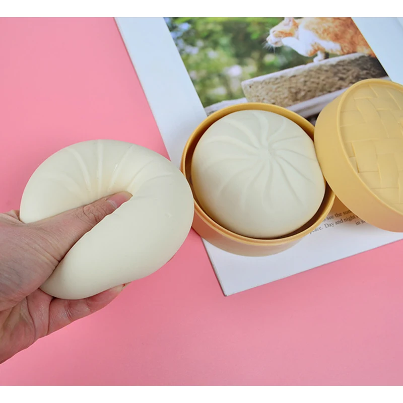 

Large Simulation TPR Steamed Buns Squeeze Music To Vent Xiaolongbao Decompression Magical Pasta Spoof Tricky Vent Toy