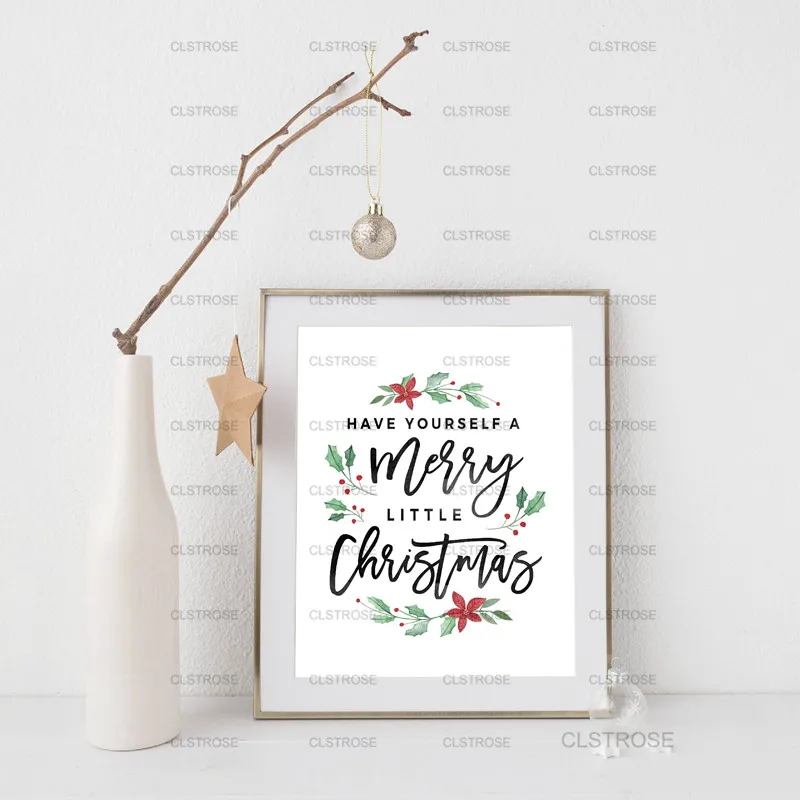 

Christmas Poster The Letters "christmas" Circled By Leaves In The Living Room Decoration Painting Decoration Painting Posters